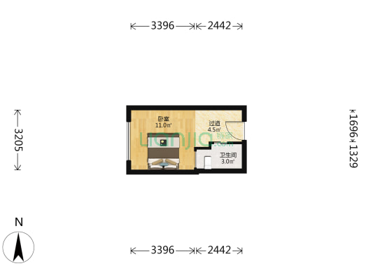 中海锦江城云璟 1室0厅1卫 30平方