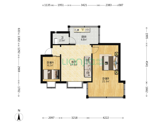 新闻路46号 2室1厅1卫 48平方