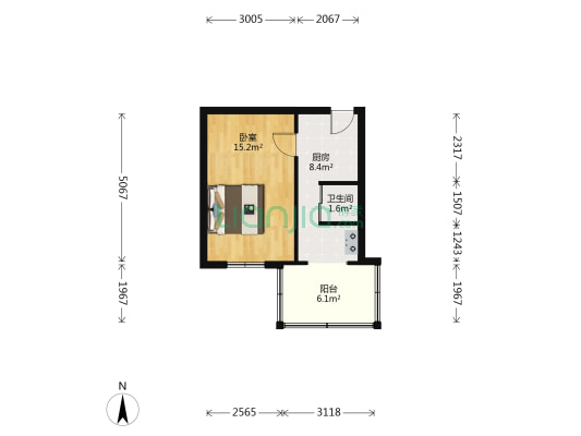三辅三道街 1室0厅1卫 36平方