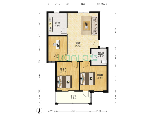学弄小区西区 3室1厅1卫 88平方