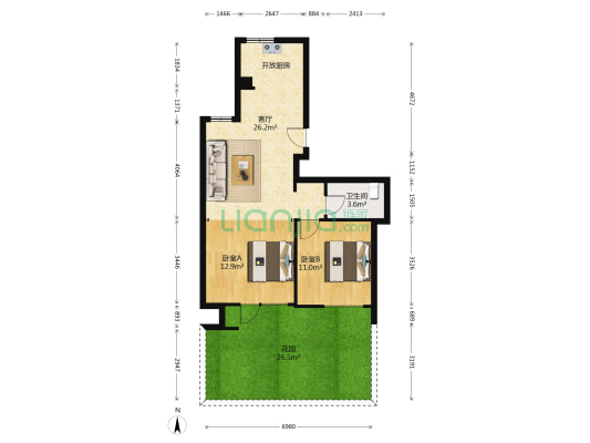 万光山海城 2室1厅1卫 82平方