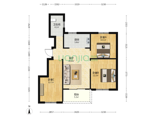 康居苑A区 3室1厅1卫 90平方