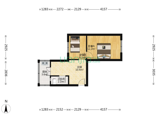 青年社区 2室0厅1卫 45平方
