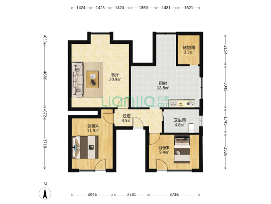 春光街小区 2室1厅1卫 78平方