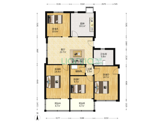 焕英里 4室1厅1卫 162平方