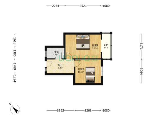 三槐树路91号 2室1厅1卫 47平方