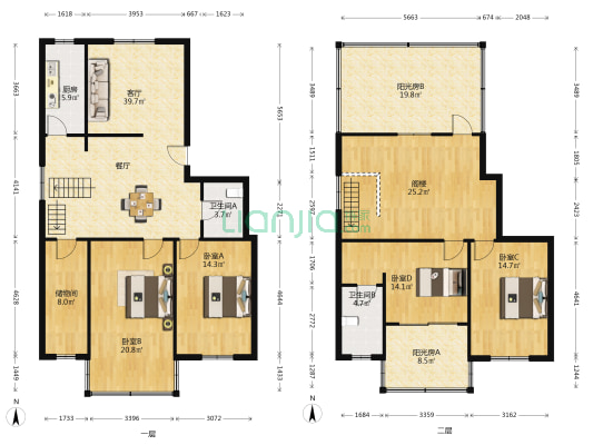 西塘北巷9号 4室1厅2卫 107平方