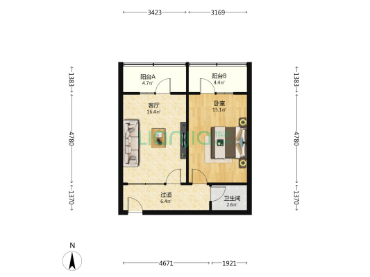 三新小区 1室1厅1卫 59平方
