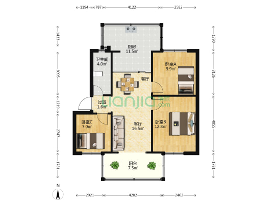 公科所家属院 3室1厅1卫 67平方