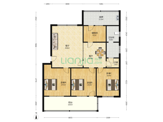 潍坊供电公司北海小区 3室2厅1卫 150平方