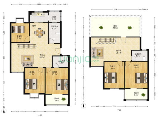 润宁佳苑 5室2厅3卫 195平方