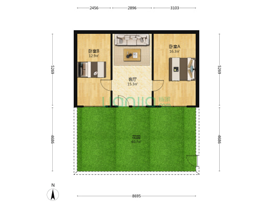 丰茂街胡同 2室1厅0卫 76平方