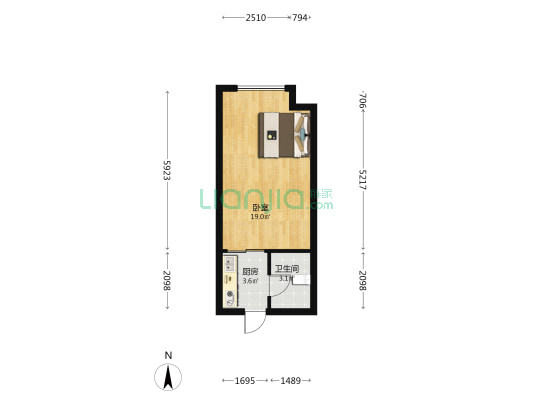 华西城 1室0厅1卫 42平方