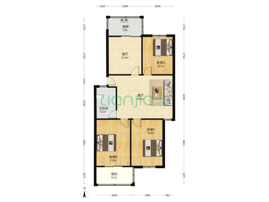 保险巷 3室2厅1卫 109平方