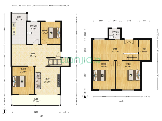 上海路5号 5室2厅2卫 190平方
