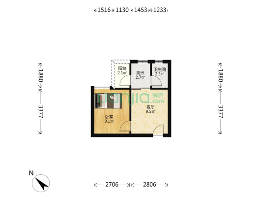 广宏苑 1室1厅1卫 33平方