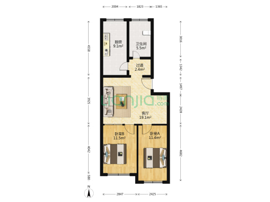 华城路四小区 2室1厅1卫 78平方