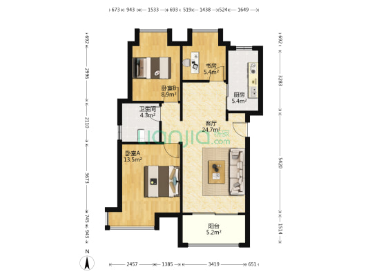 源昌幸福里 3室1厅1卫 88平方