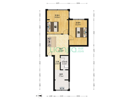 双楠三区 2室1厅1卫 63平方