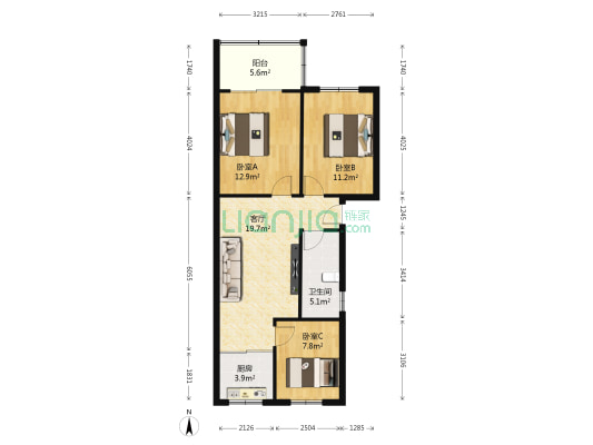 兰园 3室1厅1卫 71平方