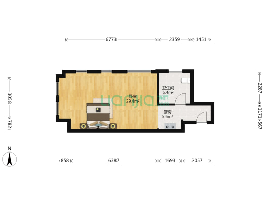 金地琥珀天地C区 1室0厅1卫 61平方