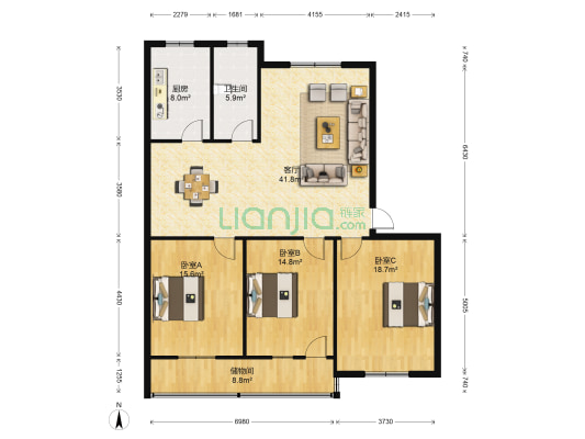 西大办事处住宅楼 3室1厅1卫 132平方