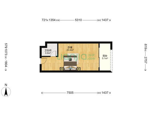 景乐园商务大厦 1室0厅1卫 45平方