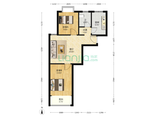 帝庭 2室1厅1卫 77平方