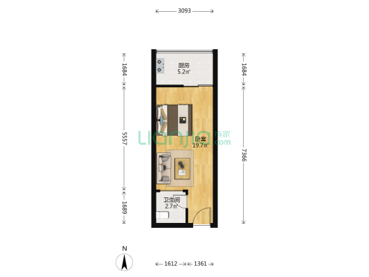长盛上东区 1室0厅1卫 42平方
