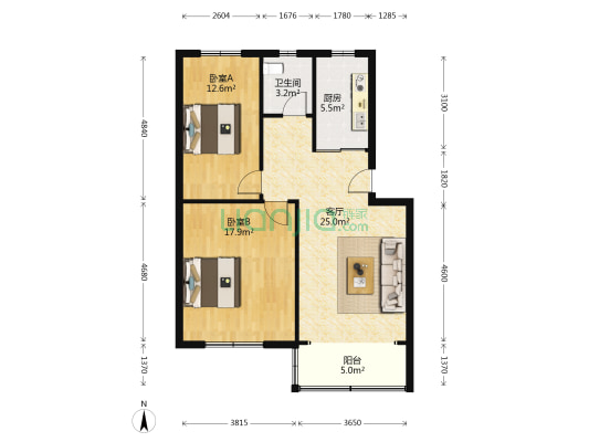 瑞祥苑 2室1厅1卫 92平方