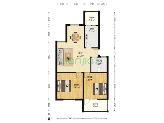 铜陵路178号 2室1厅1卫 86平方