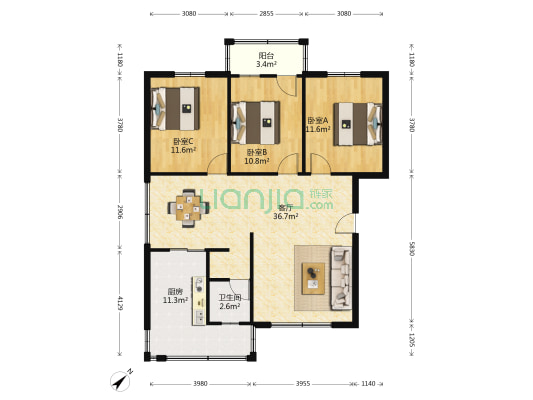 十八中教师宿舍 3室1厅1卫 106平方