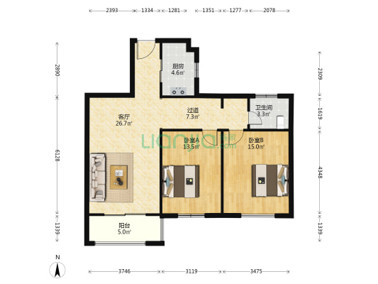 南盛锦园 2室1厅1卫 100平方