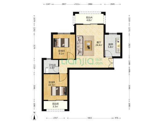 荷韵园 2室1厅1卫 81平方