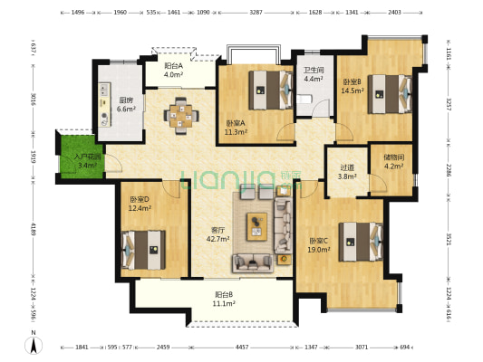港航华庭 4室1厅1卫 151平方