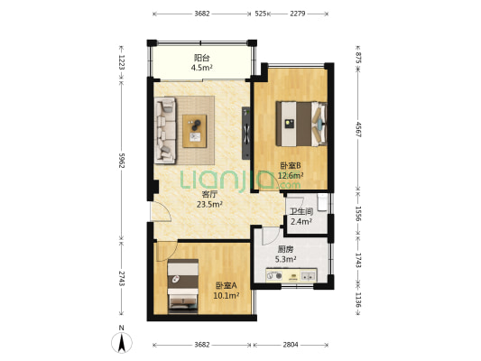 萝岗金晖苑 2室1厅1卫 73平方