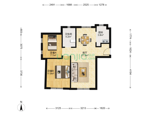 壹言山水 2室1厅1卫 77平方