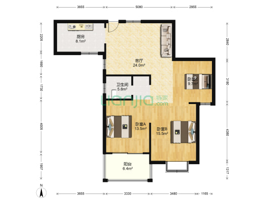 小洋湾南园 3室1厅1卫 108平方