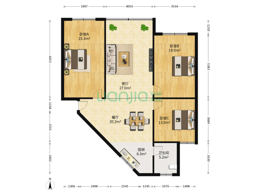 强臣地产 3室2厅1卫 136平方