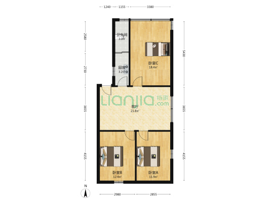 麦围二街 3室1厅1卫 82平方