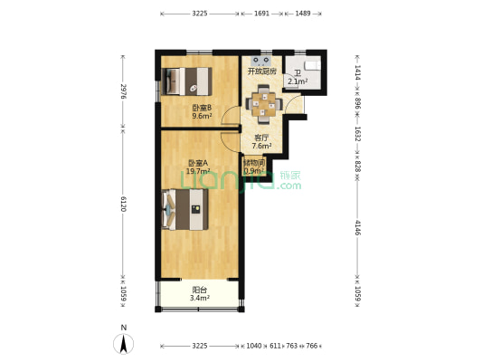 莘松二村 2室1厅1卫 54平方