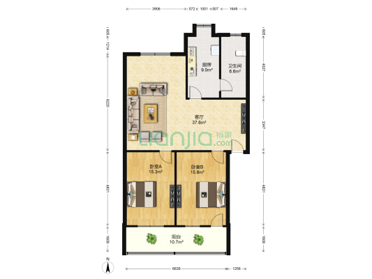 利字街 2室1厅1卫 110平方
