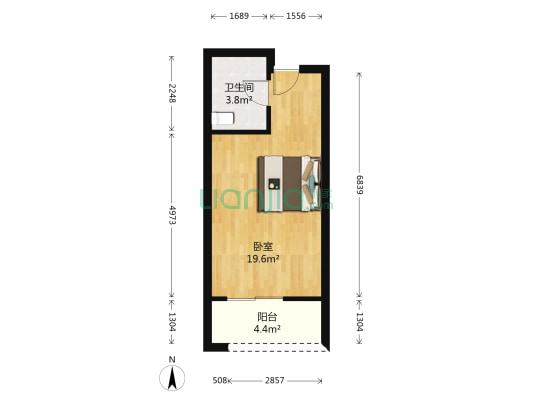 鸿运公馆 1室0厅1卫 48平方