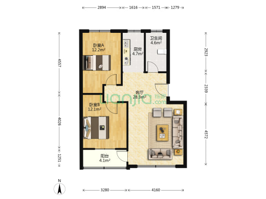 益新嘉园 2室1厅1卫 92平方