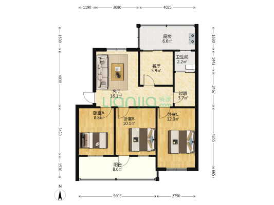 农行家属院 3室2厅1卫 67平方