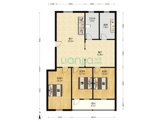 华丰小区 3室2厅1卫 140平方