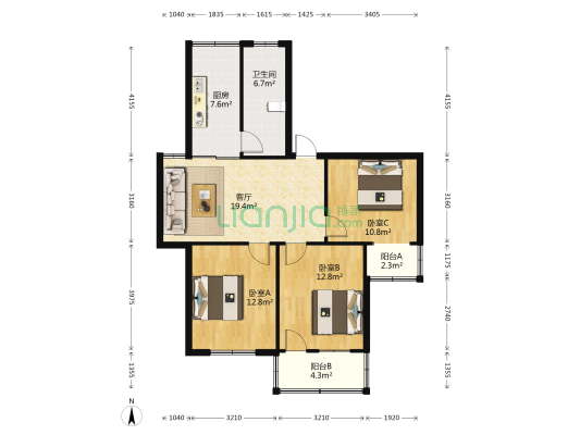迎春小区 3室1厅1卫 94平方