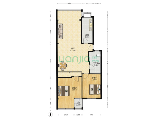 鸿泰佳园 2室1厅2卫 118平方