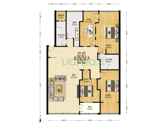 甘肃省水电设计院家属院 4室1厅2卫 160平方
