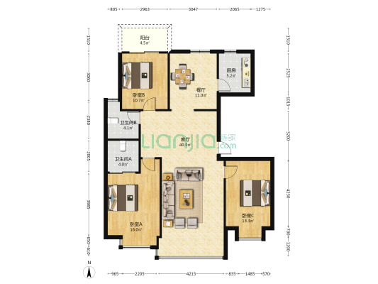 鲤鱼港湾 3室2厅2卫 133平方